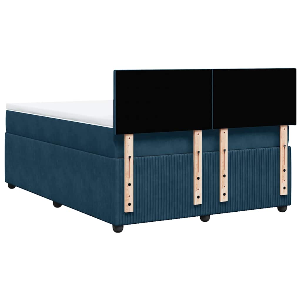 vidaXL Κρεβάτι Boxspring με Στρώμα Μπλε 140x190 εκ. Βελούδινο