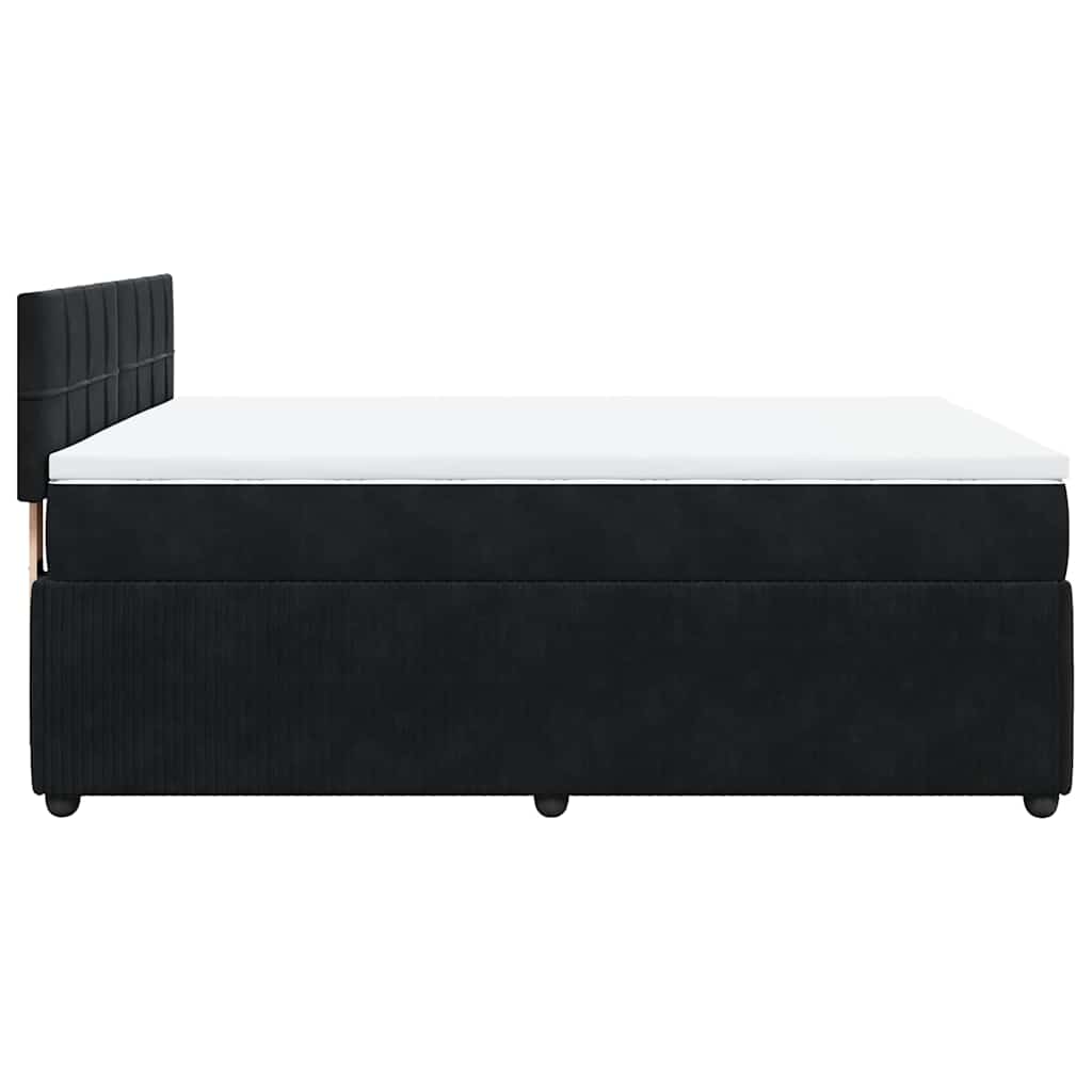 vidaXL Κρεβάτι Boxspring με Στρώμα Μαύρο 140x190 εκ. Βελούδινο