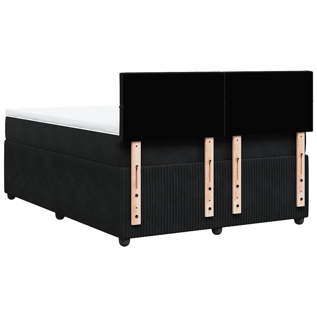 vidaXL Κρεβάτι Boxspring με Στρώμα Μαύρο 140x190 εκ. Βελούδινο