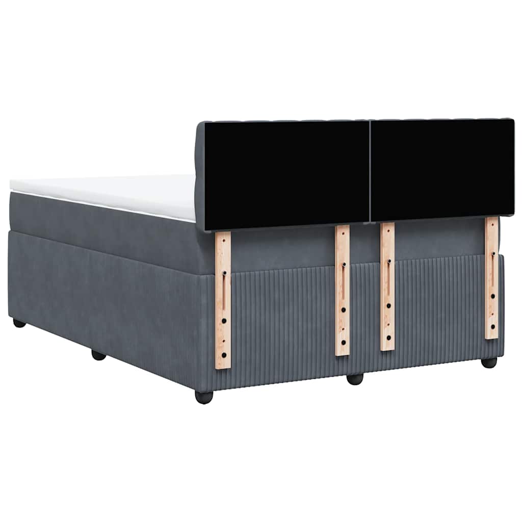vidaXL Κρεβάτι Boxspring με Στρώμα Σκούρο Γκρι 140x190 εκ. Βελούδινο