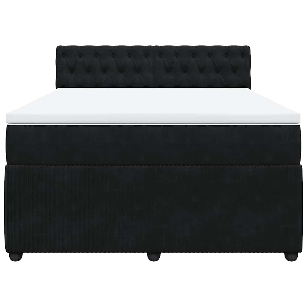 vidaXL Κρεβάτι Boxspring με Στρώμα Μαύρο 140x190 εκ. Βελούδινο