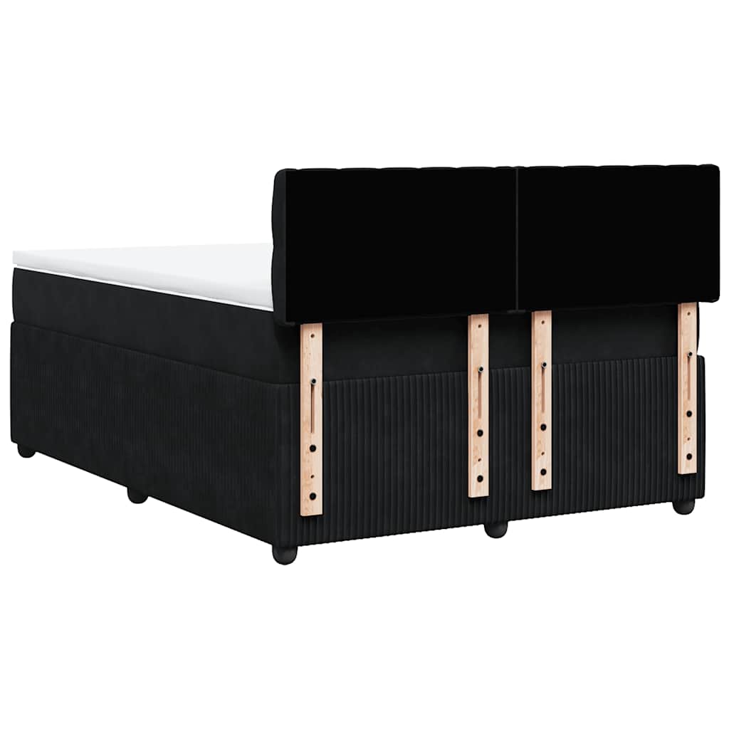 vidaXL Κρεβάτι Boxspring με Στρώμα Μαύρο 140x190 εκ. Βελούδινο