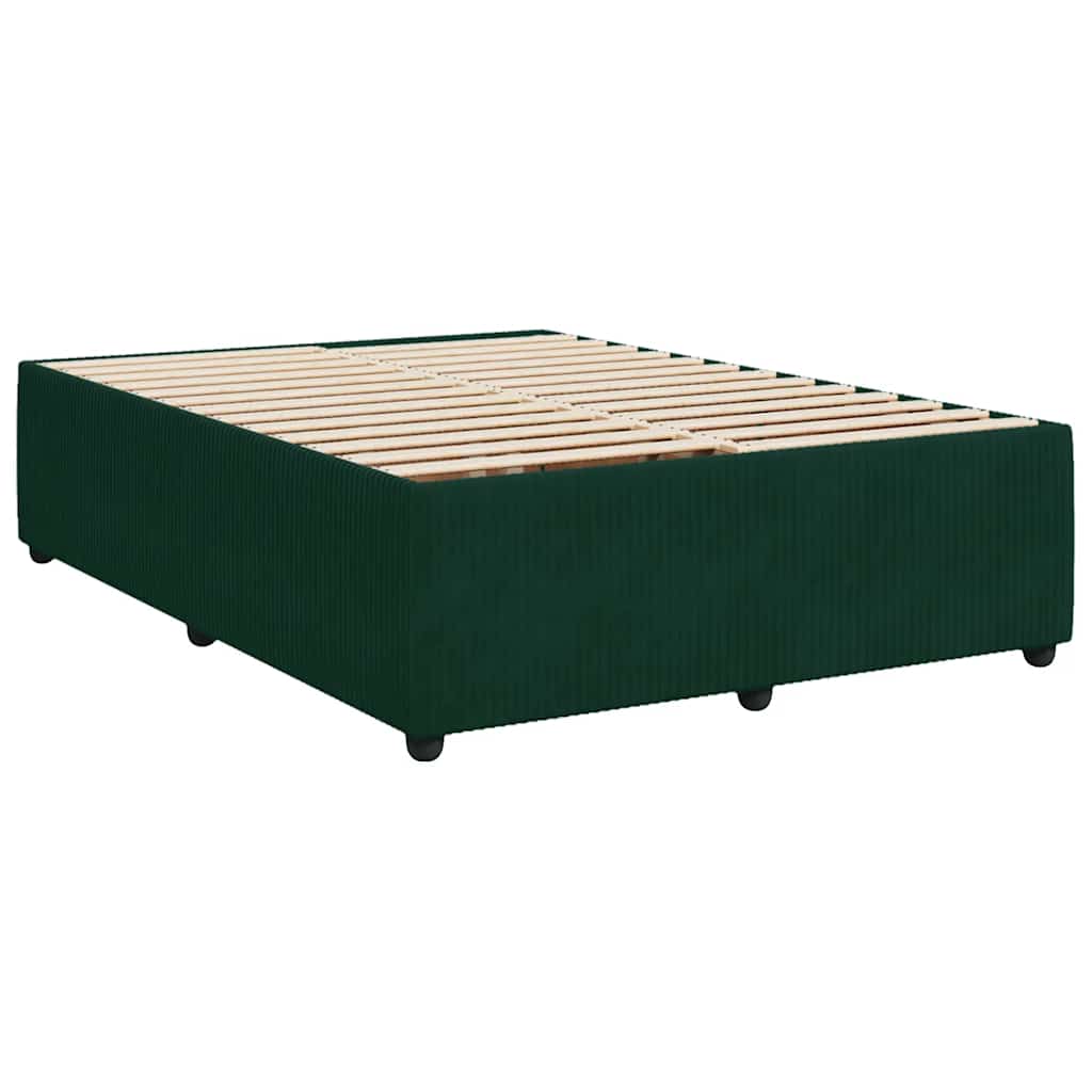 vidaXL Κρεβάτι Boxspring με Στρώμα Σκούρο Πράσινο 140x190εκ. Βελούδινο