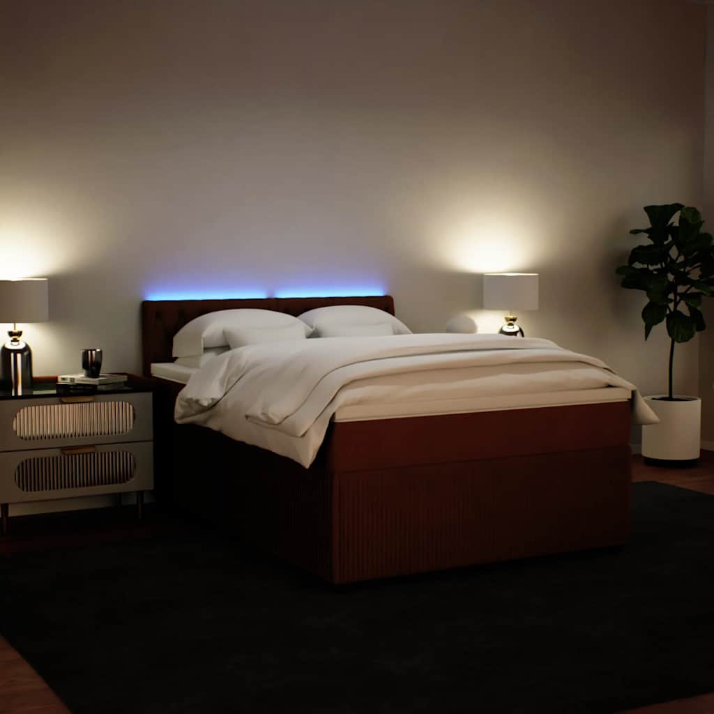 vidaXL Κρεβάτι Boxspring με Στρώμα Ροζ 140x190 εκ. Βελούδινο