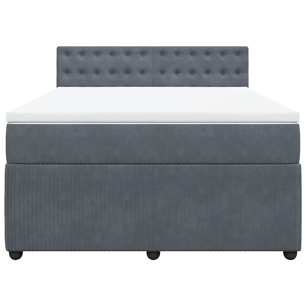 vidaXL Κρεβάτι Boxspring με Στρώμα Σκούρο Γκρι 140x190 εκ. Βελούδινο