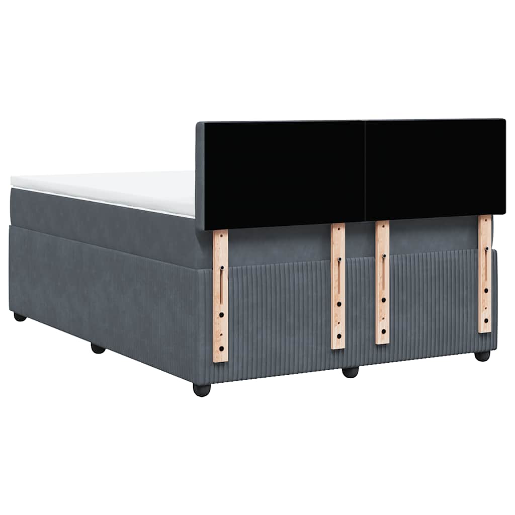 vidaXL Κρεβάτι Boxspring με Στρώμα Σκούρο Γκρι 140x190 εκ. Βελούδινο
