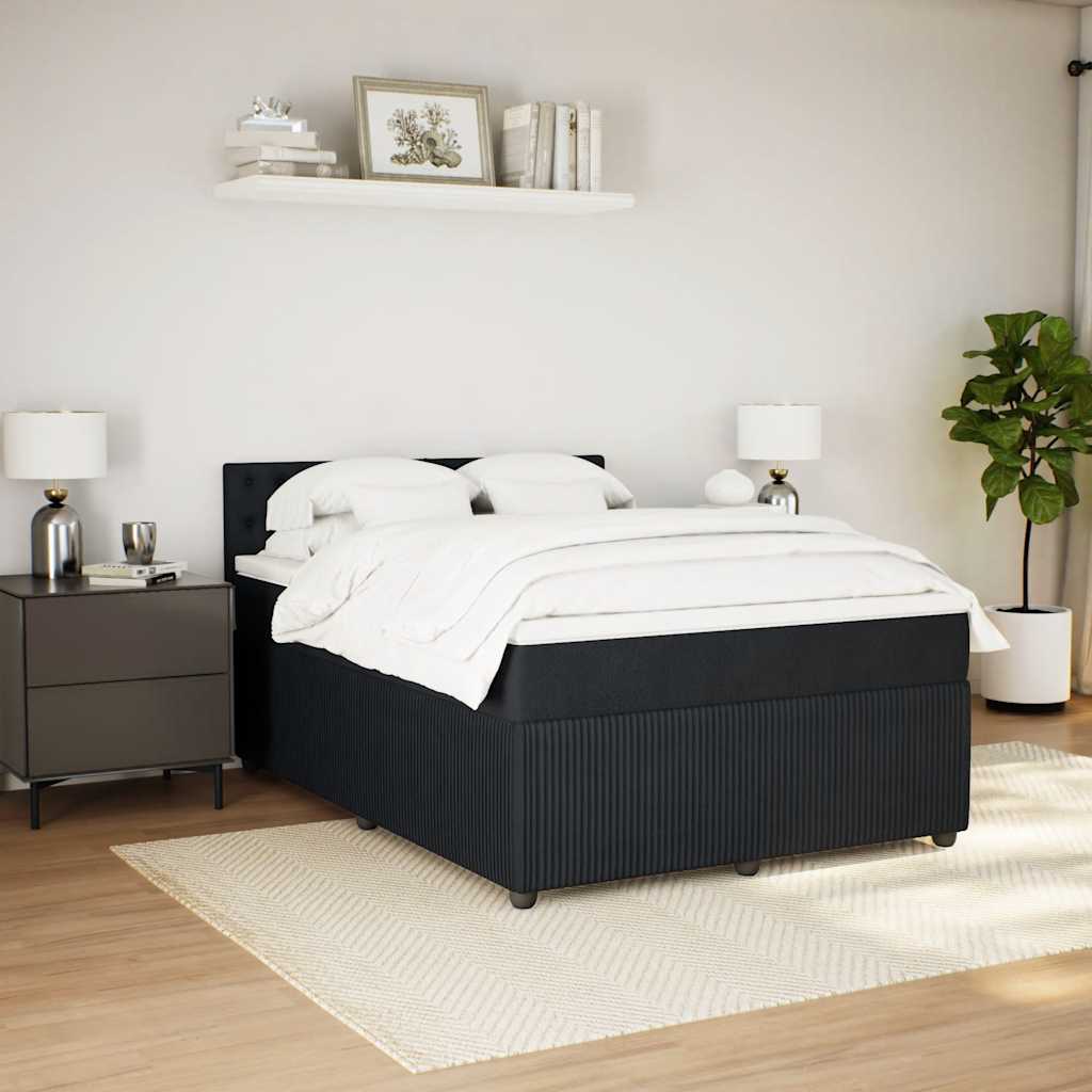 vidaXL Κρεβάτι Boxspring με Στρώμα Μαύρο 140x190 εκ. Βελούδινο