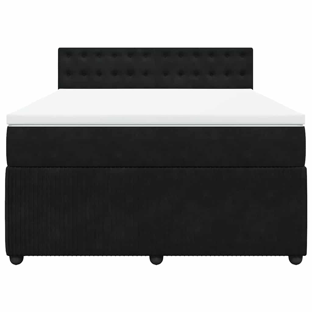 vidaXL Κρεβάτι Boxspring με Στρώμα Μαύρο 140x190 εκ. Βελούδινο