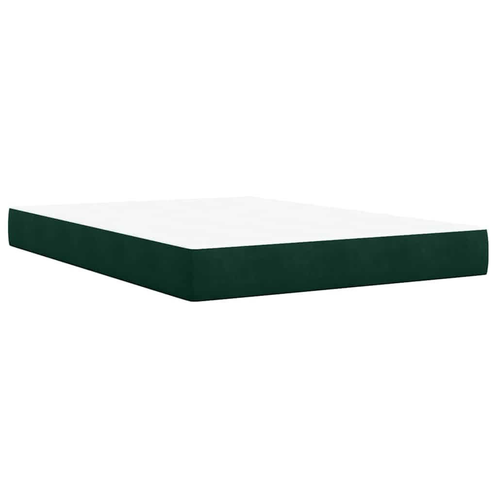 vidaXL Κρεβάτι Boxspring με Στρώμα Σκούρο Πράσινο 140x190εκ. Βελούδινο