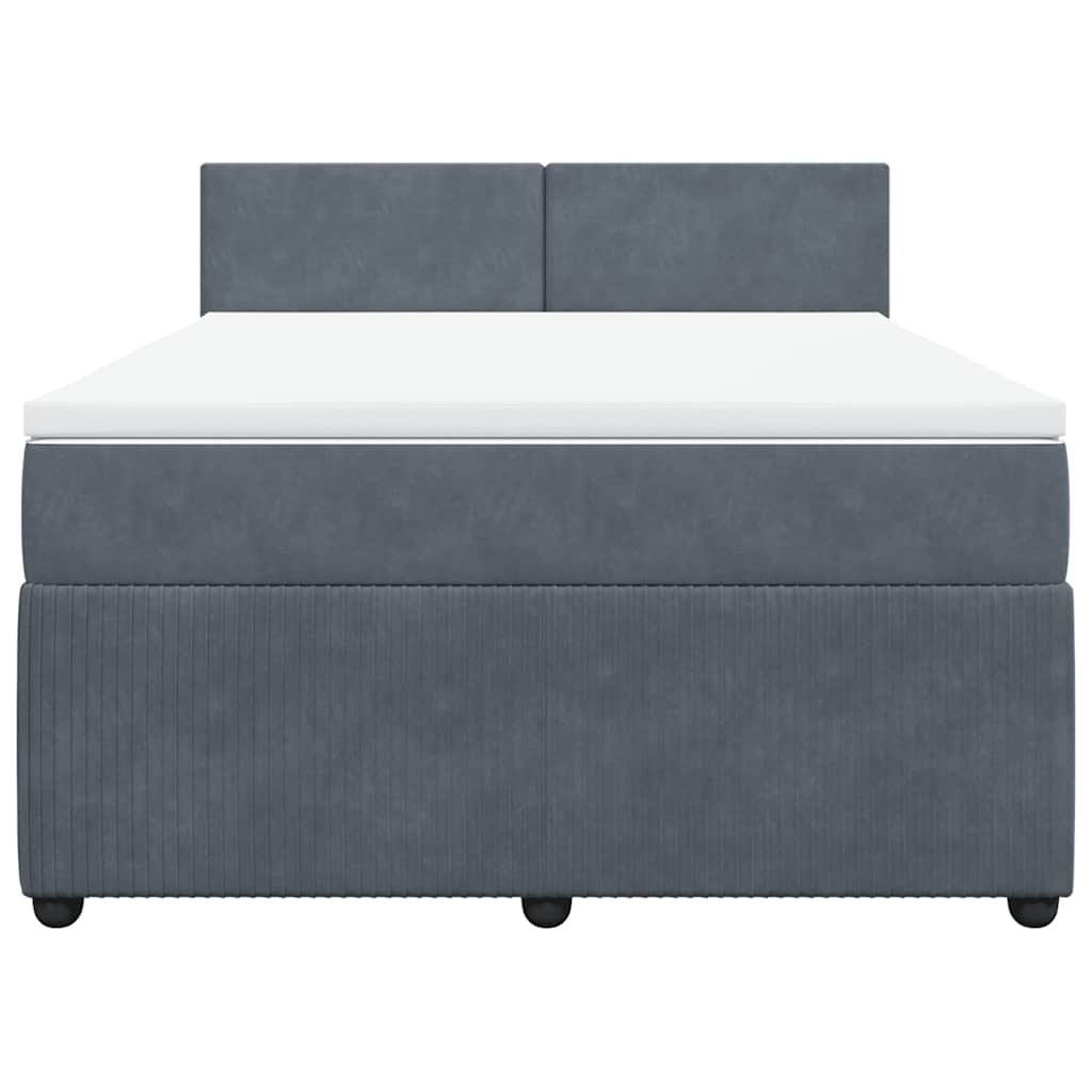 vidaXL Κρεβάτι Boxspring με Στρώμα Σκούρο Γκρι 140x200 εκ. Βελούδινο
