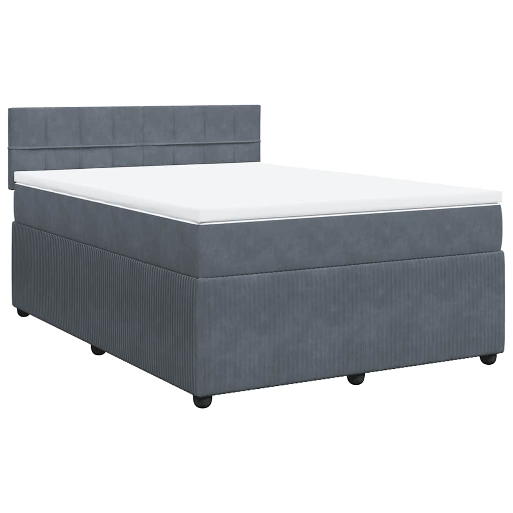 vidaXL Κρεβάτι Boxspring με Στρώμα Σκούρο Γκρι 140x200 εκ. Βελούδινο