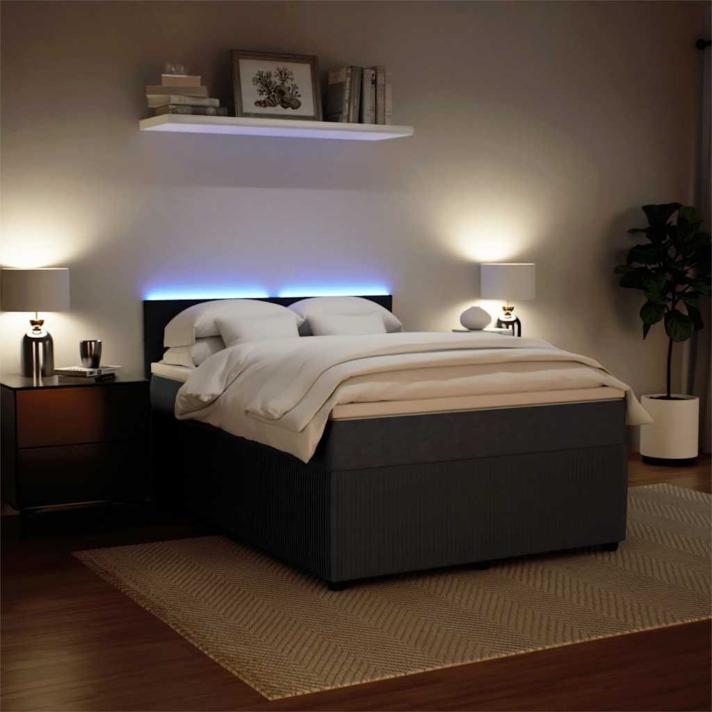 vidaXL Κρεβάτι Boxspring με Στρώμα Σκούρο Γκρι 140x200 εκ. Βελούδινο