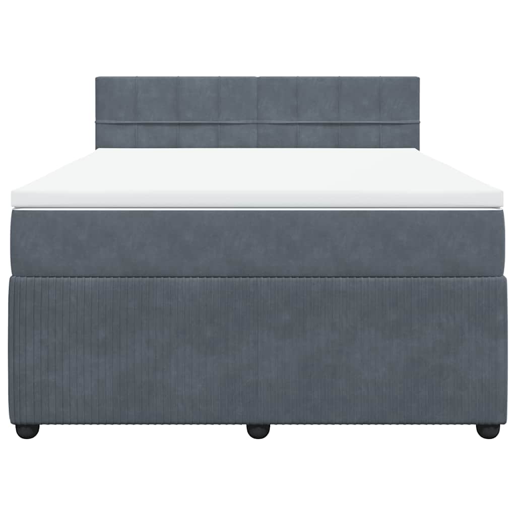 vidaXL Κρεβάτι Boxspring με Στρώμα Σκούρο Γκρι 140x200 εκ. Βελούδινο