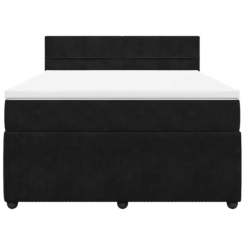 vidaXL Κρεβάτι Boxspring με Στρώμα Μαύρο 140x200 εκ. Βελούδινο