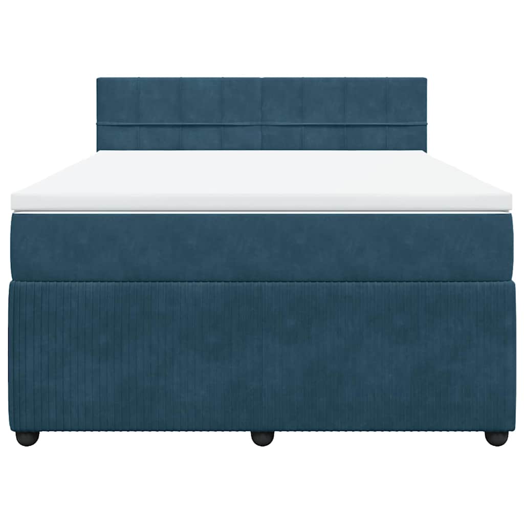 vidaXL Κρεβάτι Boxspring με Στρώμα Μπλε 140x200 εκ. Βελούδινο