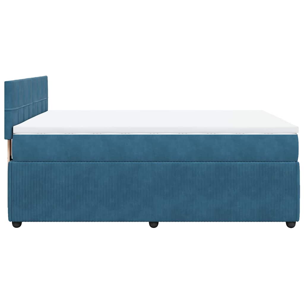vidaXL Κρεβάτι Boxspring με Στρώμα Μπλε 140x200 εκ. Βελούδινο
