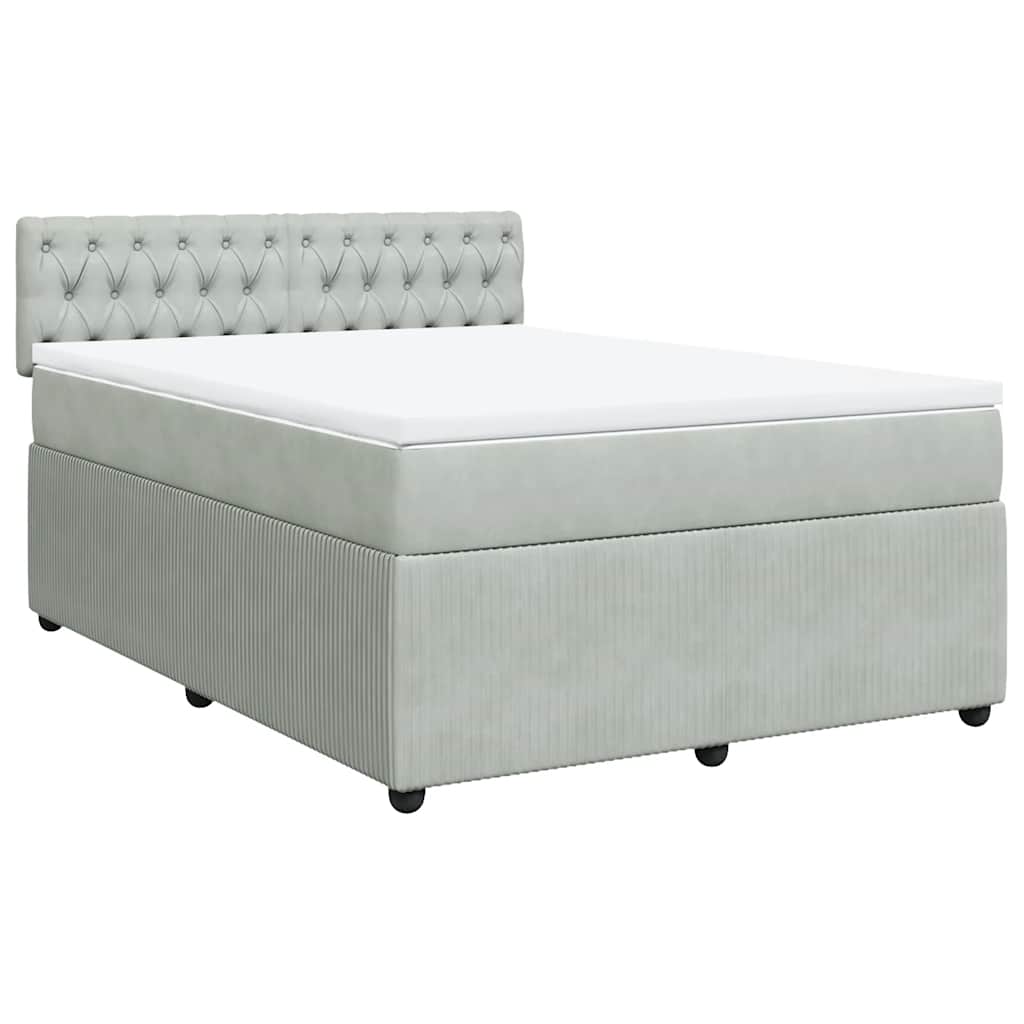 vidaXL Κρεβάτι Boxspring με Στρώμα Ανοιχτό Γκρι 140x200 εκ. Βελούδινο