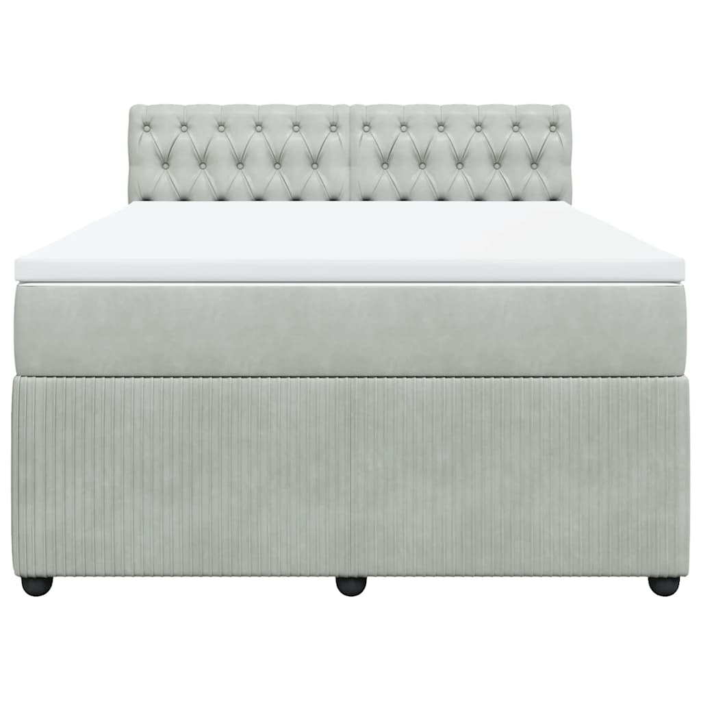 vidaXL Κρεβάτι Boxspring με Στρώμα Ανοιχτό Γκρι 140x200 εκ. Βελούδινο