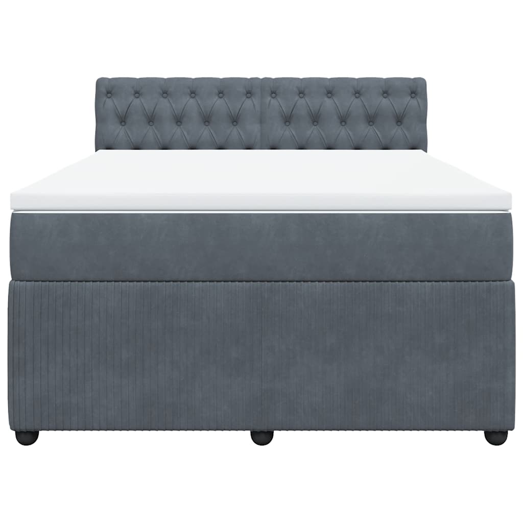 vidaXL Κρεβάτι Boxspring με Στρώμα Σκούρο Γκρι 140x200 εκ. Βελούδινο