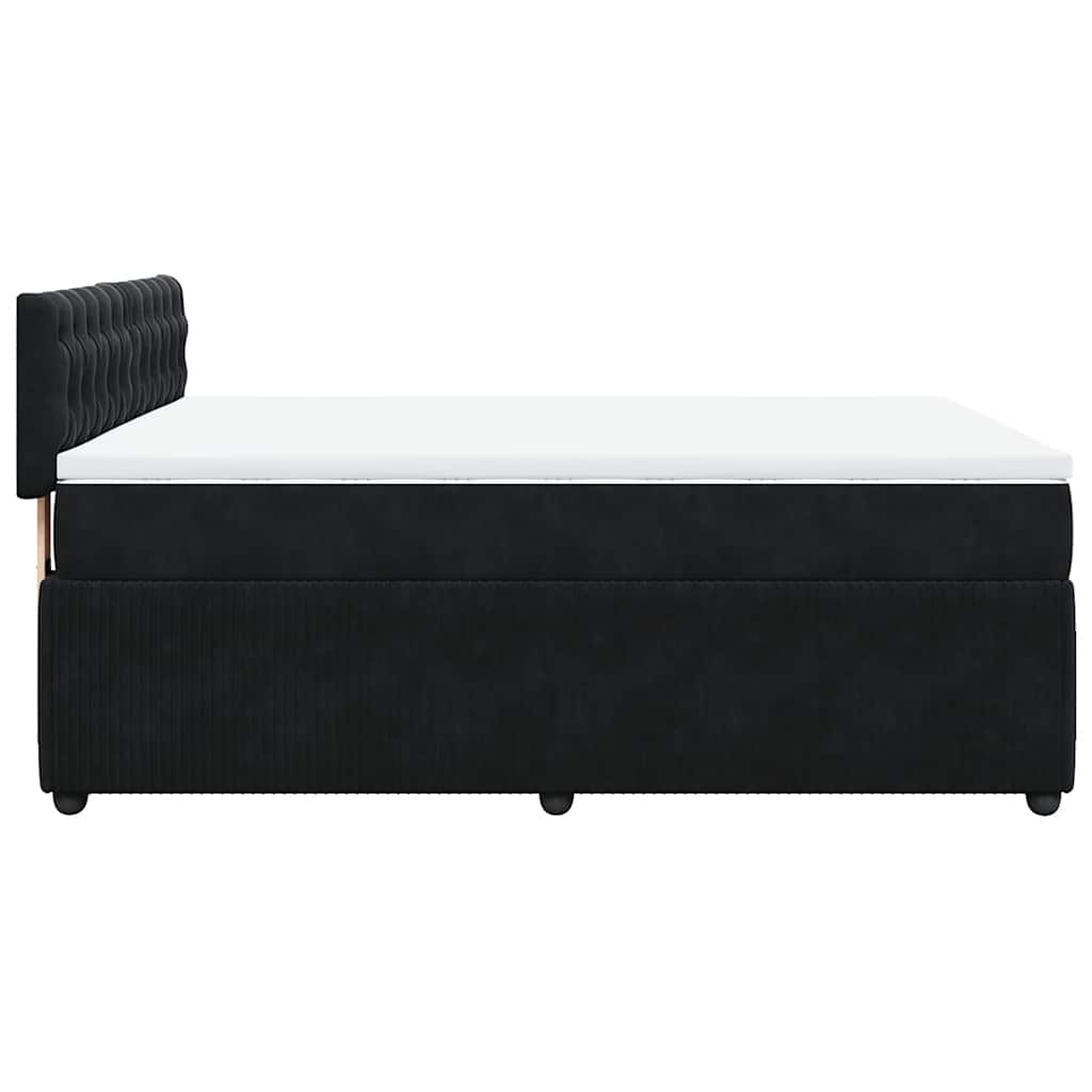 vidaXL Κρεβάτι Boxspring με Στρώμα Μαύρο 140x200 εκ. Βελούδινο