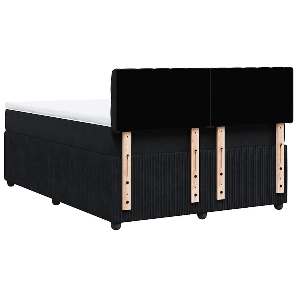 vidaXL Κρεβάτι Boxspring με Στρώμα Μαύρο 140x200 εκ. Βελούδινο