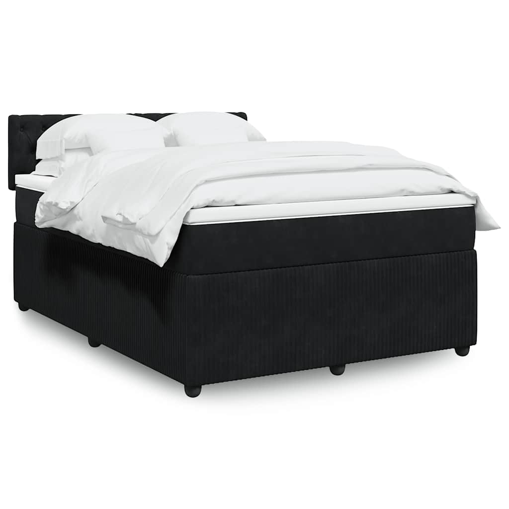 vidaXL Κρεβάτι Boxspring με Στρώμα Μαύρο 140x200 εκ. Βελούδινο