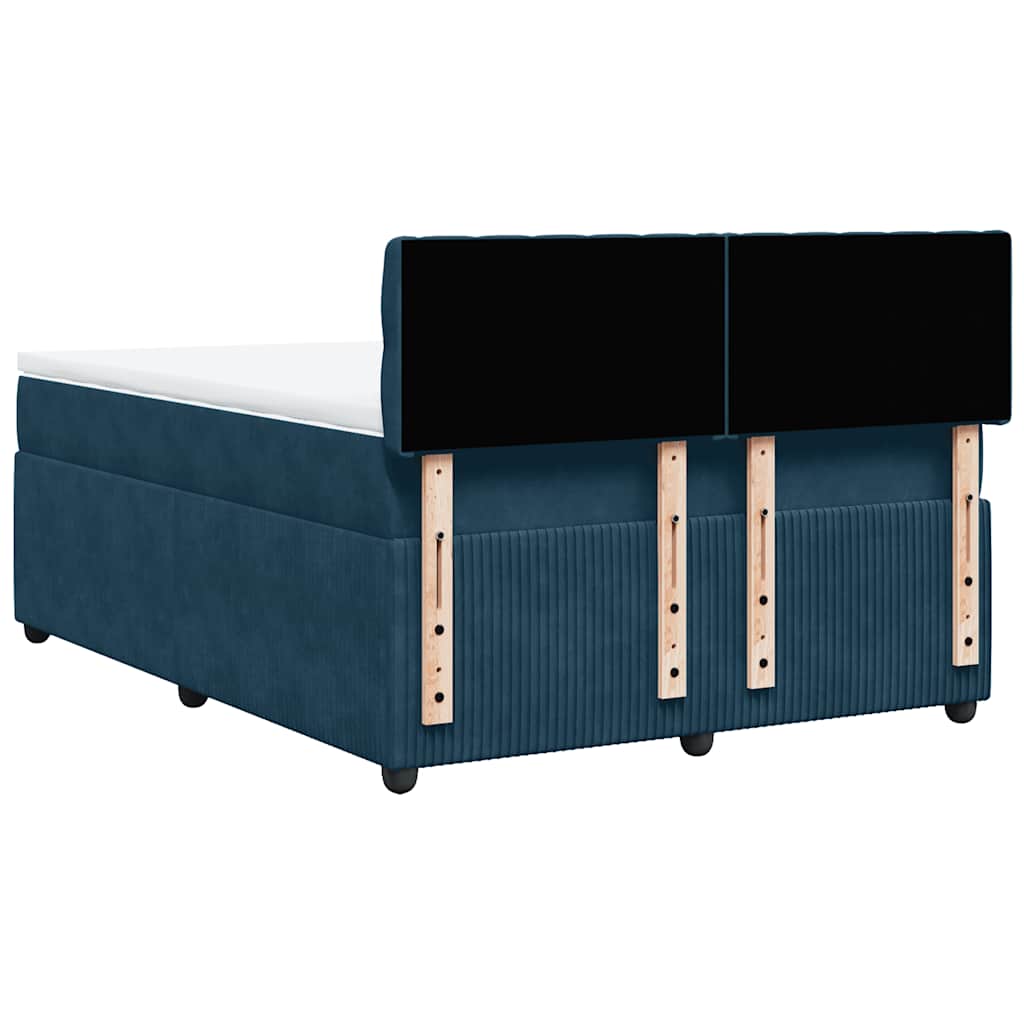 vidaXL Κρεβάτι Boxspring με Στρώμα Μπλε 140x200 εκ. Βελούδινο