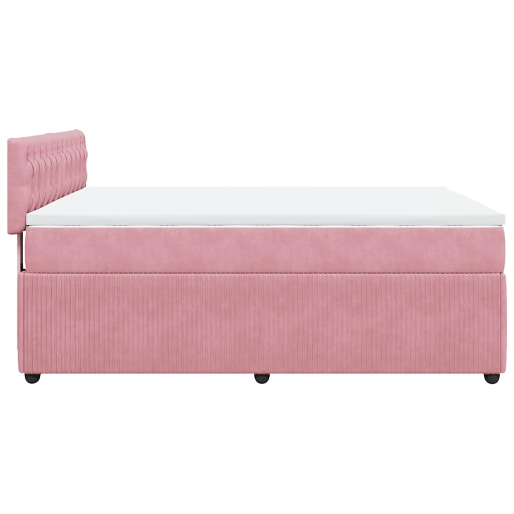 vidaXL Κρεβάτι Boxspring με Στρώμα Ροζ 140x200 εκ. Βελούδινο