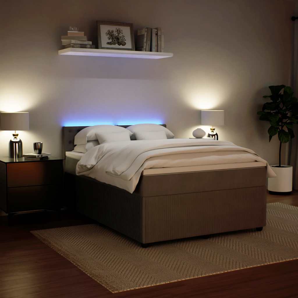 vidaXL Κρεβάτι Boxspring με Στρώμα Ανοιχτό Γκρι 140x200 εκ. Βελούδινο
