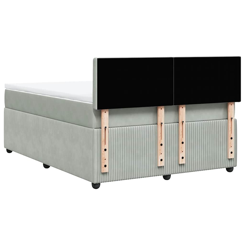vidaXL Κρεβάτι Boxspring με Στρώμα Ανοιχτό Γκρι 140x200 εκ. Βελούδινο