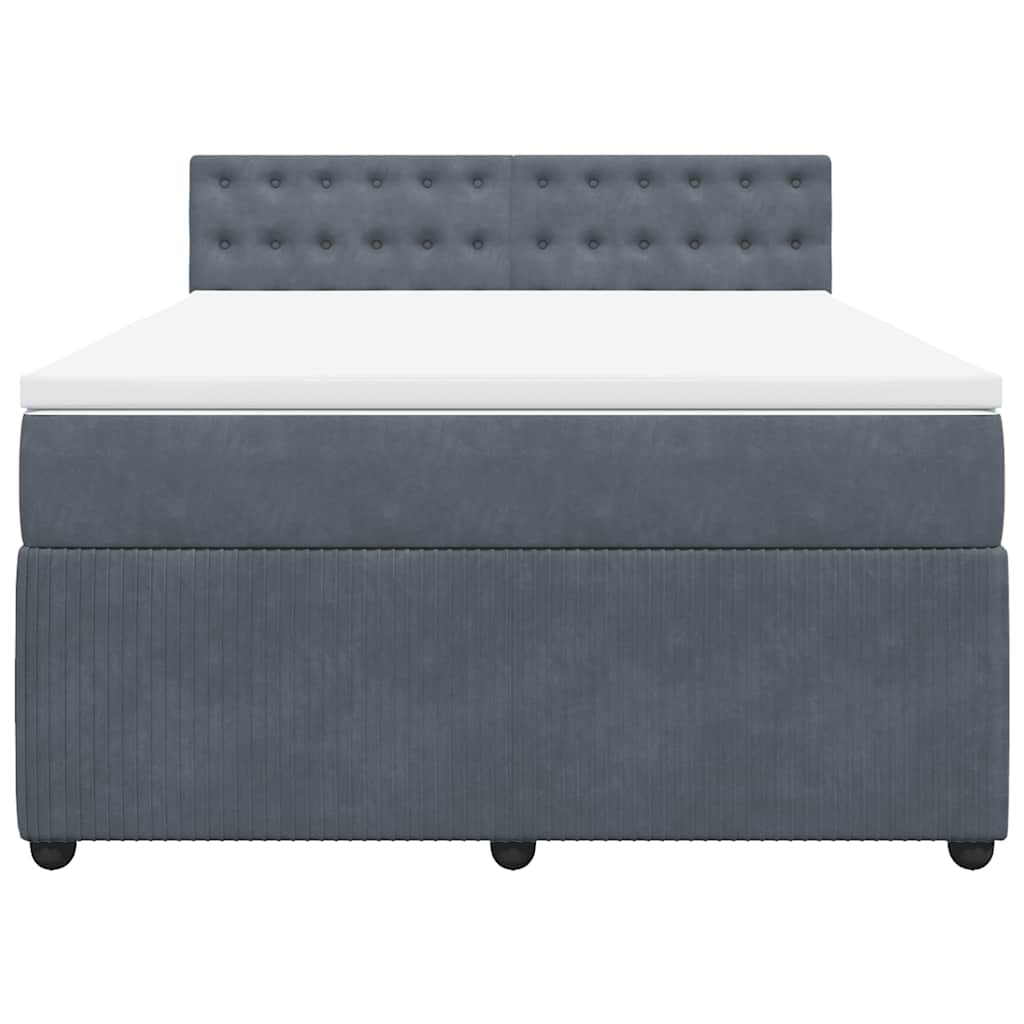 vidaXL Κρεβάτι Boxspring με Στρώμα Σκούρο Γκρι 140x200 εκ. Βελούδινο
