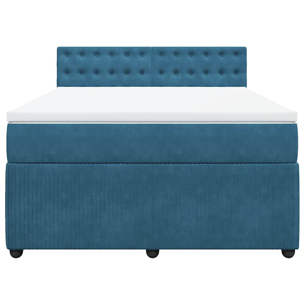 vidaXL Κρεβάτι Boxspring με Στρώμα Μπλε 140x200 εκ. Βελούδινο