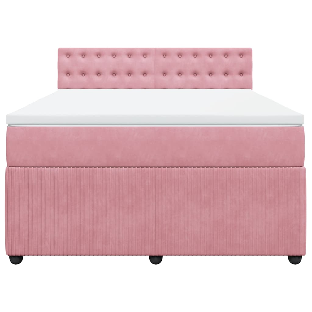 vidaXL Κρεβάτι Boxspring με Στρώμα Ροζ 140x200 εκ. Βελούδινο