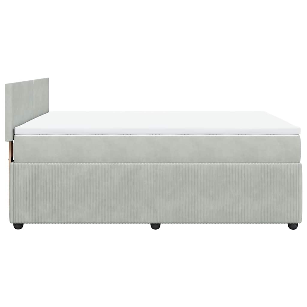 vidaXL Κρεβάτι Boxspring με Στρώμα Ανοιχτό Γκρι 160x200 εκ. Βελούδινο