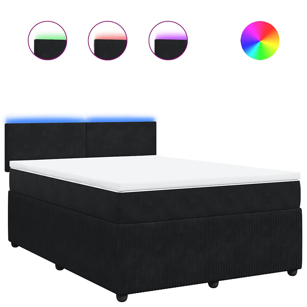 vidaXL Κρεβάτι Boxspring με Στρώμα Μαύρο 160x200 εκ. Βελούδινο