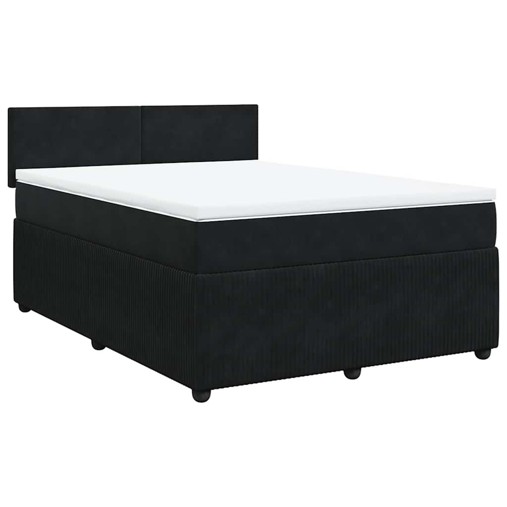 vidaXL Κρεβάτι Boxspring με Στρώμα Μαύρο 160x200 εκ. Βελούδινο