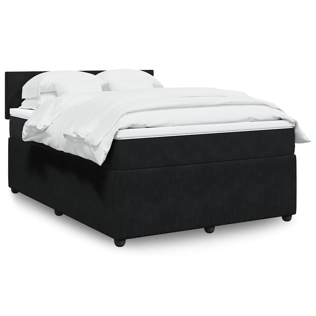 vidaXL Κρεβάτι Boxspring με Στρώμα Μαύρο 160x200 εκ. Βελούδινο