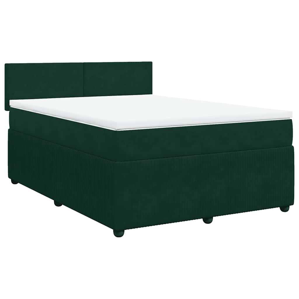 vidaXL Κρεβάτι Boxspring με Στρώμα Σκούρο Πράσινο 160x200εκ. Βελούδινο