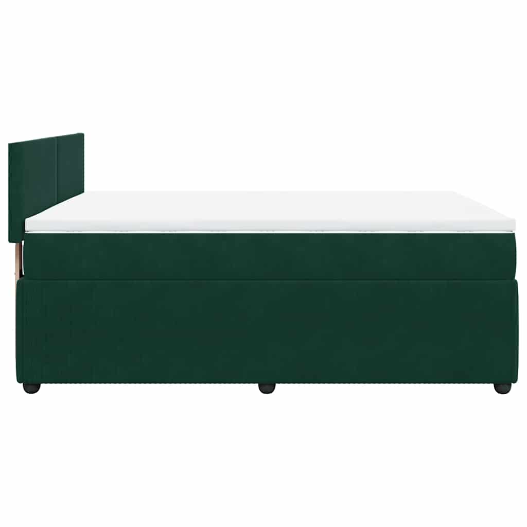 vidaXL Κρεβάτι Boxspring με Στρώμα Σκούρο Πράσινο 160x200εκ. Βελούδινο