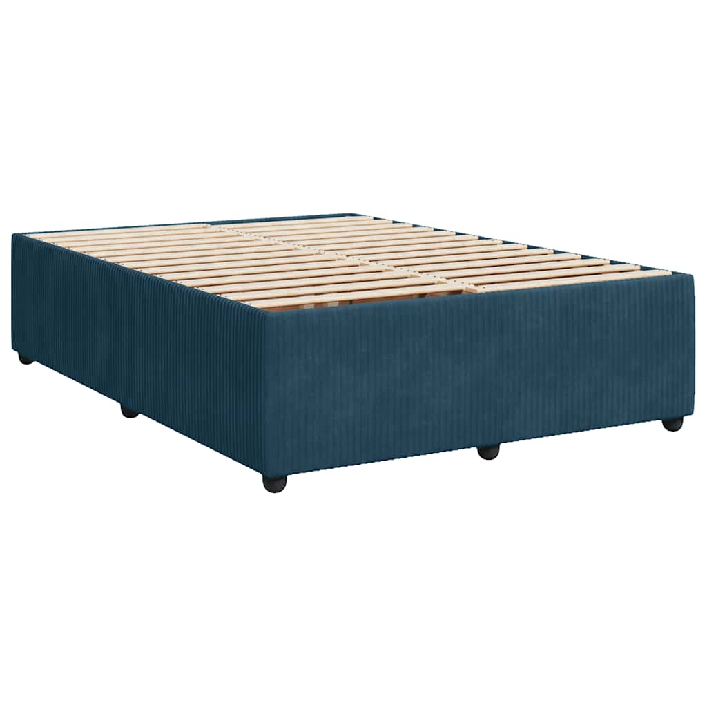 vidaXL Κρεβάτι Boxspring με Στρώμα Μπλε 160x200 εκ. Βελούδινο