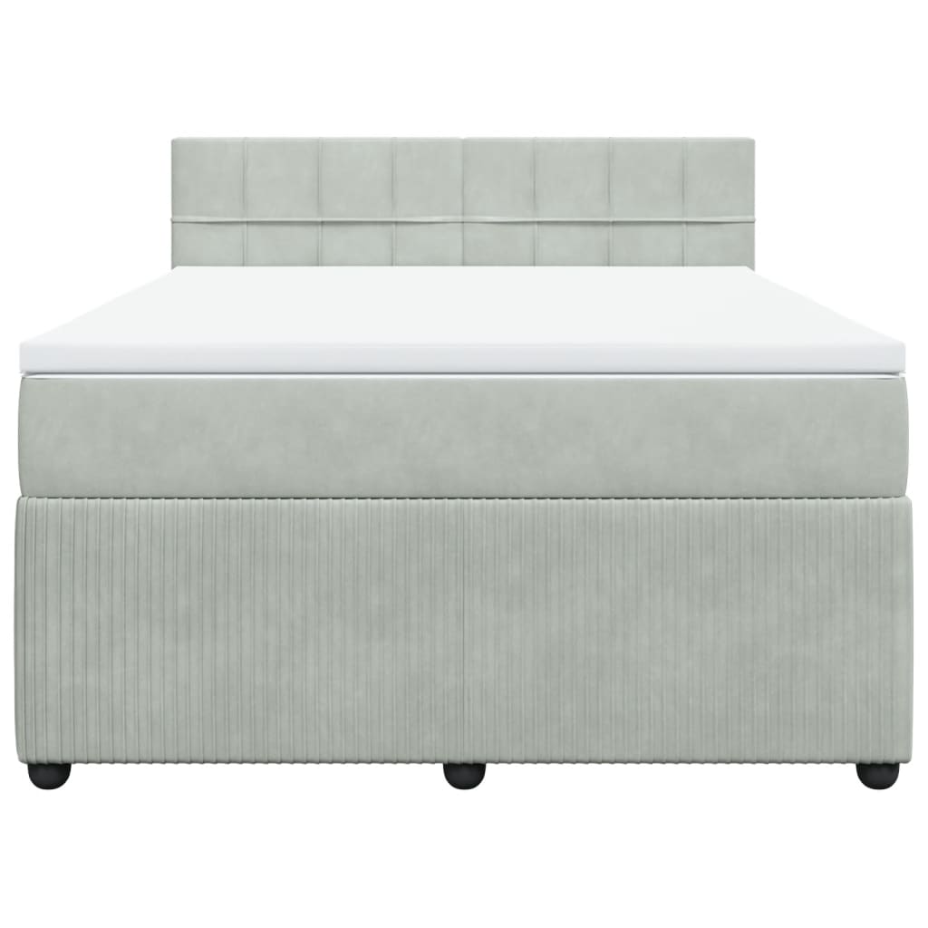 vidaXL Κρεβάτι Boxspring με Στρώμα Ανοιχτό Γκρι 160x200 εκ. Βελούδινο