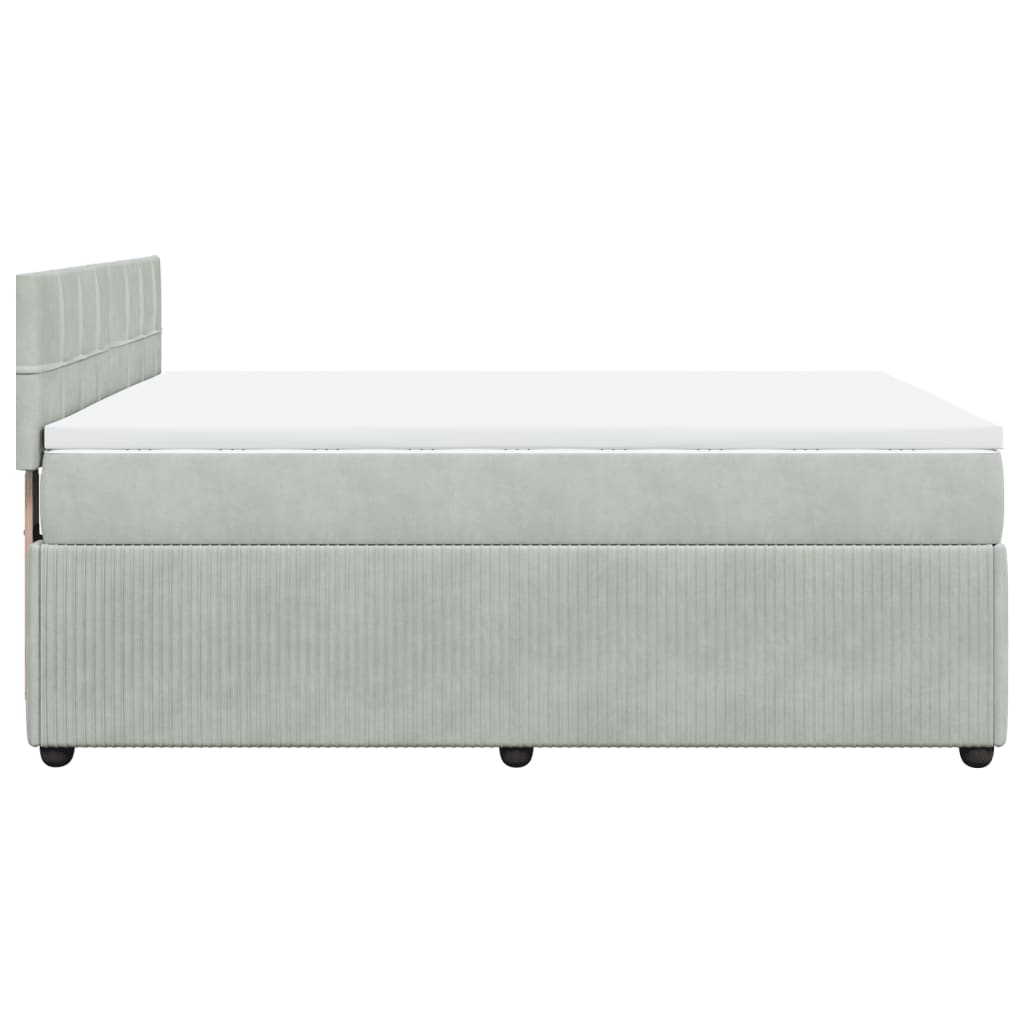 vidaXL Κρεβάτι Boxspring με Στρώμα Ανοιχτό Γκρι 160x200 εκ. Βελούδινο