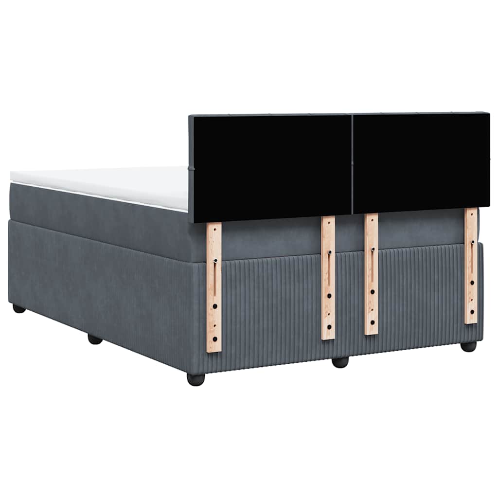vidaXL Κρεβάτι Boxspring με Στρώμα Σκούρο Γκρι 160x200 εκ. Βελούδινο