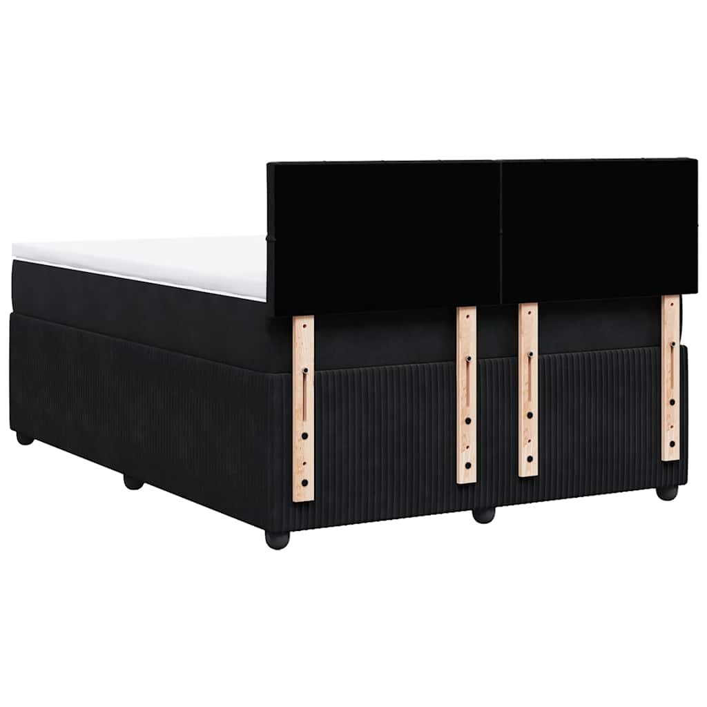 vidaXL Κρεβάτι Boxspring με Στρώμα Μαύρο 160x200 εκ. Βελούδινο