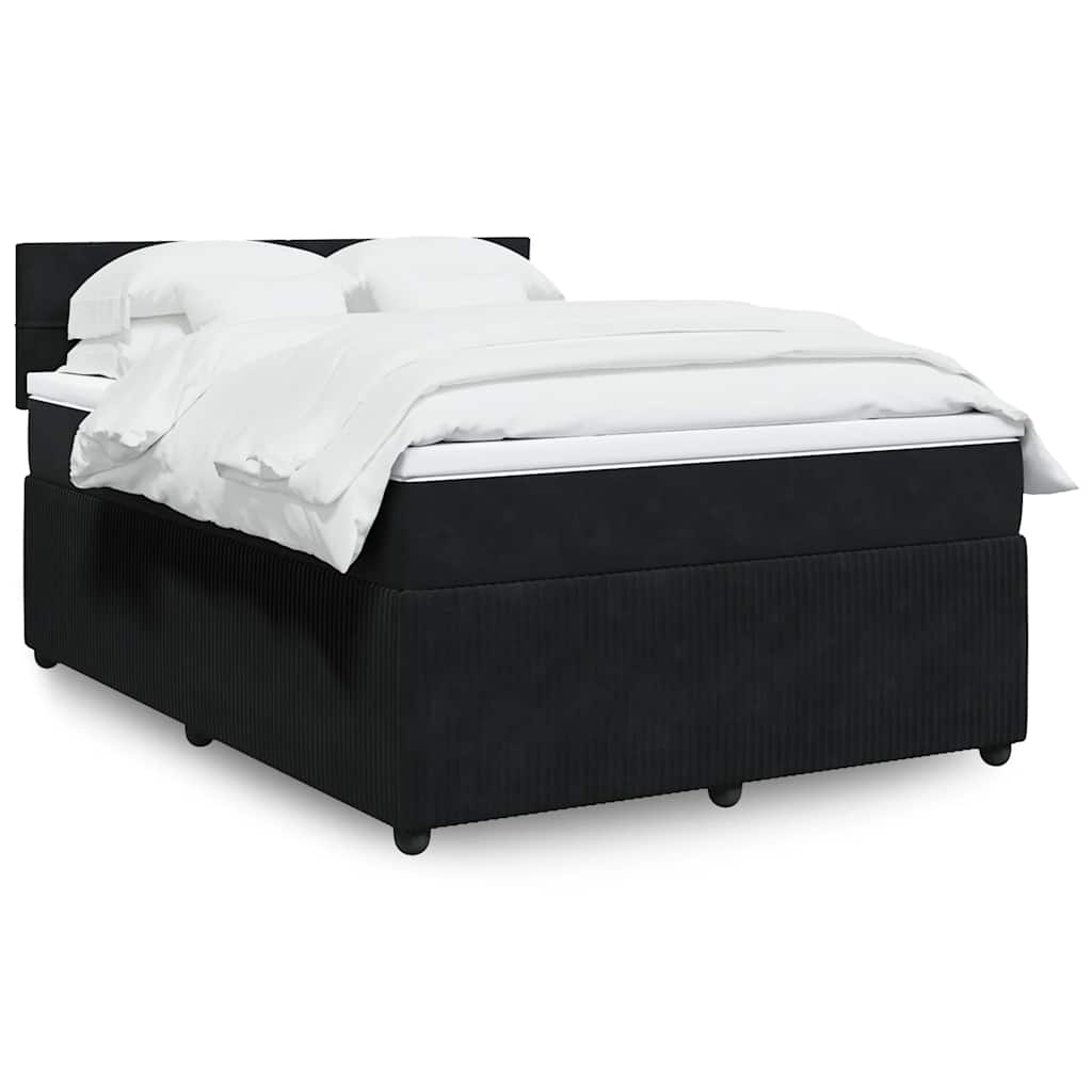 vidaXL Κρεβάτι Boxspring με Στρώμα Μαύρο 160x200 εκ. Βελούδινο