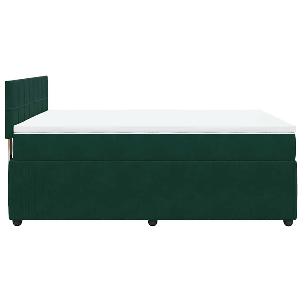 vidaXL Κρεβάτι Boxspring με Στρώμα Σκούρο Πράσινο 160x200εκ. Βελούδινο
