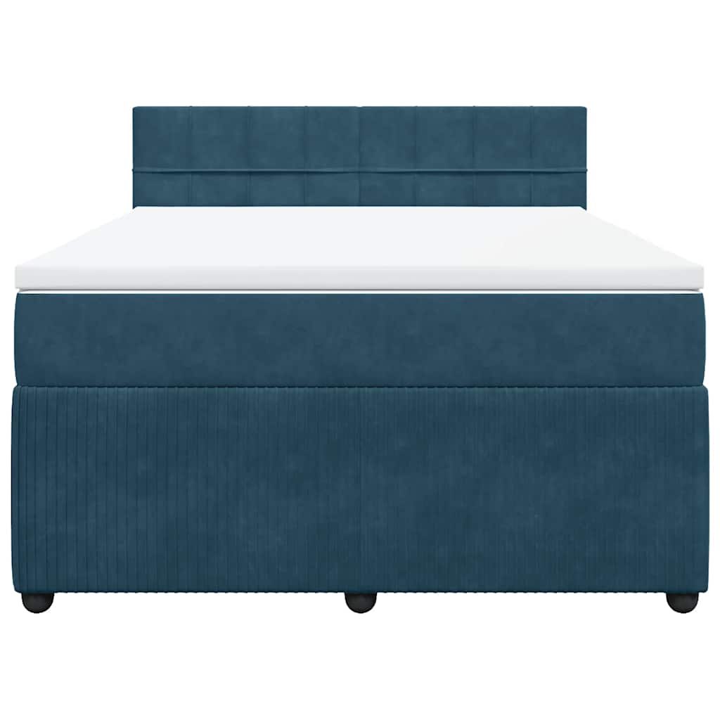 vidaXL Κρεβάτι Boxspring με Στρώμα Μπλε 160x200 εκ. Βελούδινο
