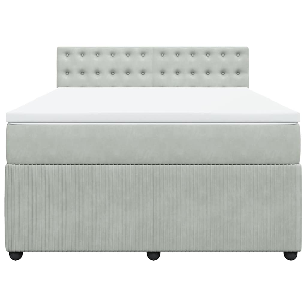 vidaXL Κρεβάτι Boxspring με Στρώμα Ανοιχτό Γκρι 160x200 εκ. Βελούδινο