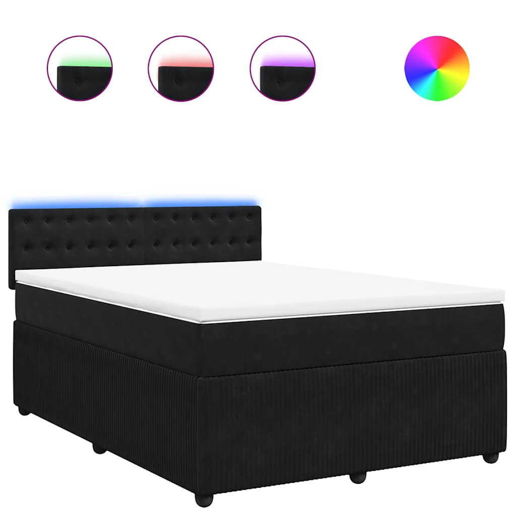 vidaXL Κρεβάτι Boxspring με Στρώμα Μαύρο 160x200 εκ. Βελούδινο