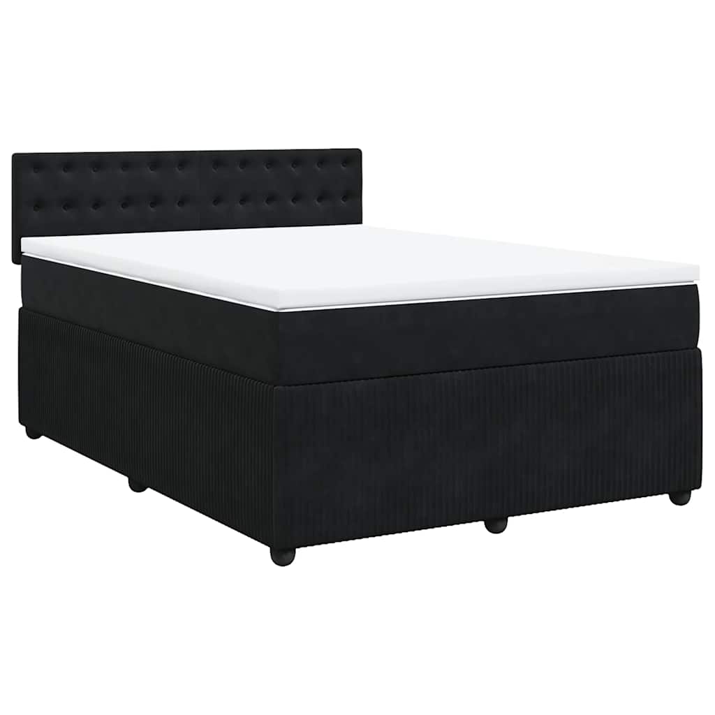 vidaXL Κρεβάτι Boxspring με Στρώμα Μαύρο 160x200 εκ. Βελούδινο